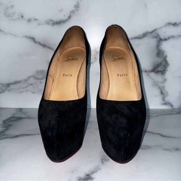 Christian Louboutin Daffodile Black Suede Platform Pumps Size US 12 / EU 42 - Picture 4 of 12